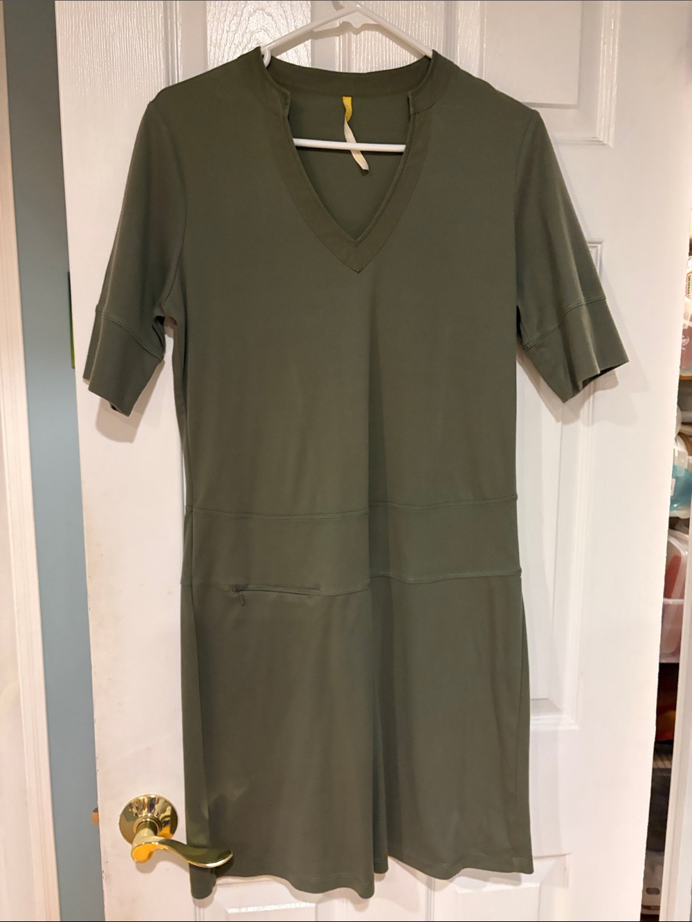 Lole Olive V-Neck Short Sleeve Casual Dress